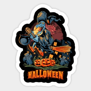 Halloween Scary  Witch Design Sticker